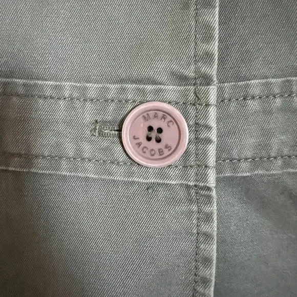 Marc Jacobs Womens Utility Jacket Button Front Sz 2 Green Long Slv Cotton - Picture 4 of 6